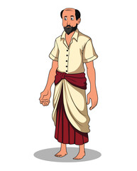 Cartoon character design of a innocent village man