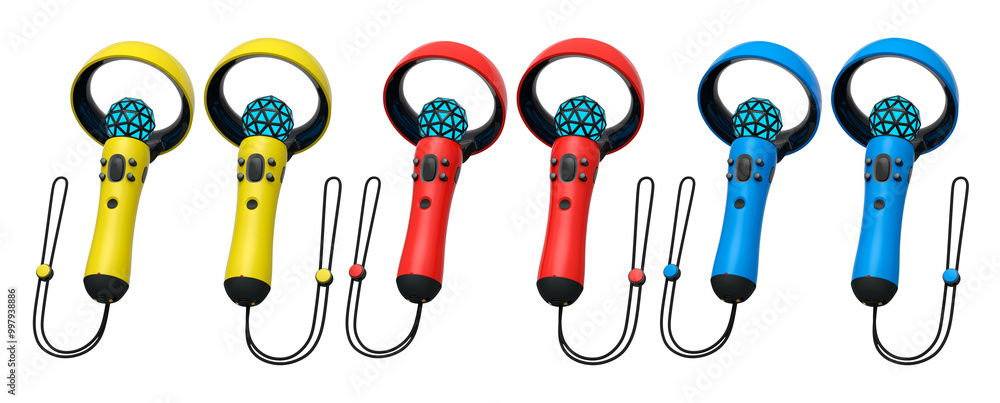 Poster virtual reality controllers for online and cloud gaming isolated on white background with clipping p