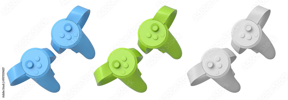 Poster virtual reality controllers for online and cloud gaming isolated on white background with clipping p