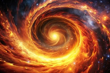 Fiery celestial vortex cosmic energy swirling in the universe reflected