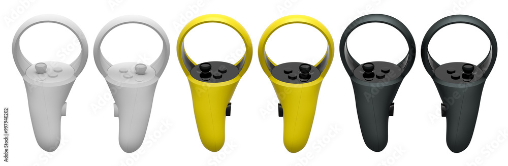 Poster virtual reality controllers for online and cloud gaming isolated on white background with clipping p
