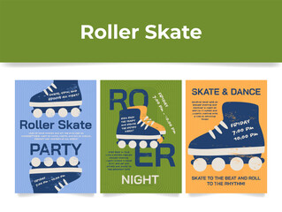 Exciting roller skating party banners advertising a fun evening of roller skating and dancing in the coming days at a local community center