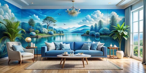 Fototapeta premium Serene cool blue backdrop perfect for design, wallpaper, and creative endeavors, featuring a sophisticated texture that