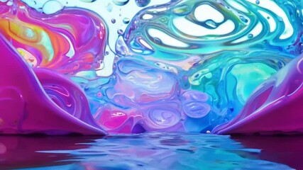 As the gate creaked open, it revealed a dreamlike world, surreal and strange, where colorful fluid flowing.