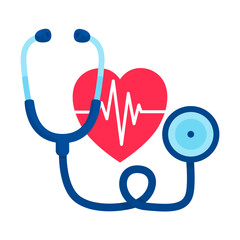 a stethoscope and heart with a heartbeat