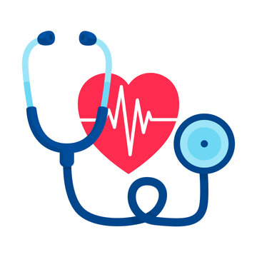 a stethoscope and heart with a heartbeat