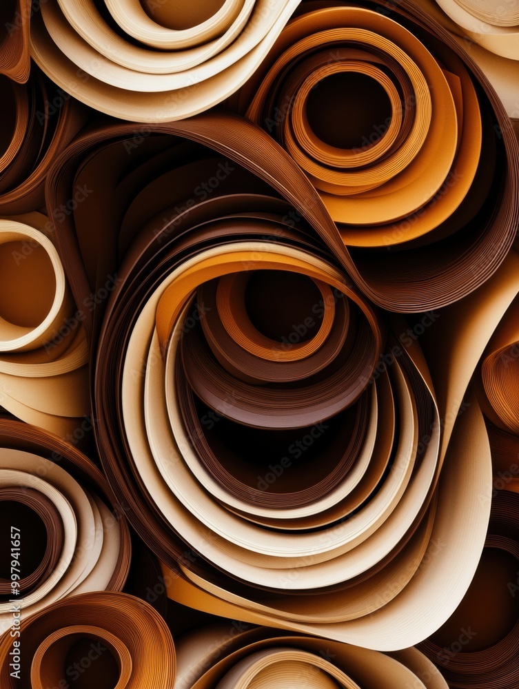 Fototapete an intricate array of coffee cup rings creates a vibrant and organic pattern with rich shades of bro