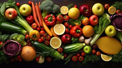 Vibrant Vegetable and Fruit Still Life