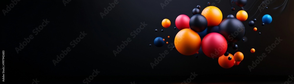 Poster abstract colorful spheres: a captivating abstract composition featuring vibrant spheres of various s