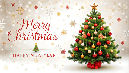 Naklejka premium festive christmas tree with golden star