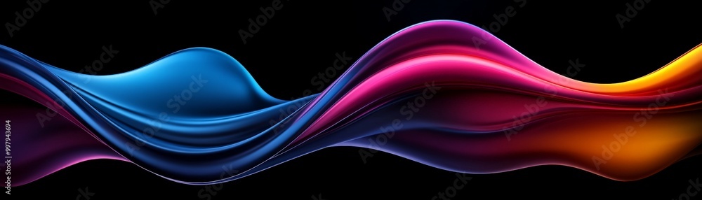 Poster abstract waves of color: a mesmerizing abstract design with vibrant waves of blue, purple, pink, and