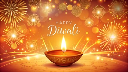 festive diwali greeting with earthen lamps