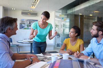 Training, business people and team presentation for coaching, creative and brainstorming. Group, speaker and product manager in workshop for planning, teaching and meeting in startup conference room