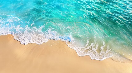 Turquoise Ocean Waves Crashing on Sandy Beach