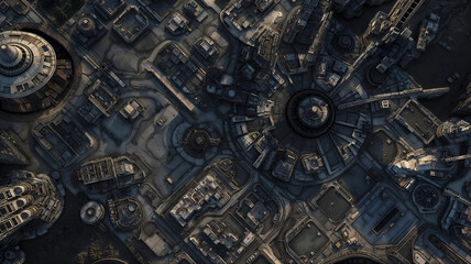 Alien City Battle Map for Sci-Fi DnD, Top-Down Tabletop Role-Playing Game Map, Futuristic Sci-Fi Adventure Background, Virtual Tabletop RPG Asset, High-Resolution Sci-Fi Urban Environment for Space Ex