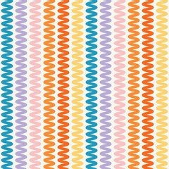Colorful Wavy Stripes Seamless Pattern with Bold Retro Colors Vibrant and Playful Stripe Design in Vector Format for Textile, Wallpaper, and Digital Use