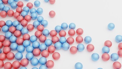 Ball pink and blue metal color in white background 3d illustration render