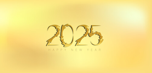 A festive gold background featuring elegant golden numbers celebrating the arrival of the New Year 2025