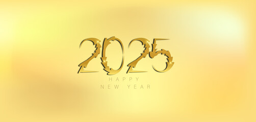 A festive gold background featuring elegant golden numbers celebrating the arrival of the New Year 2025