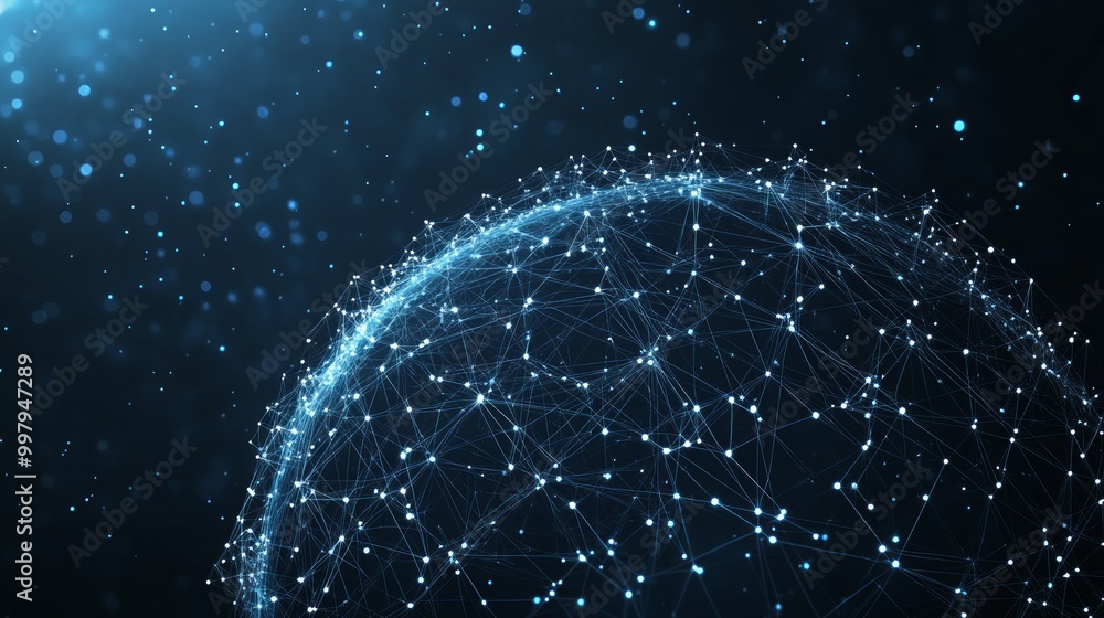 Aufkleber abstract polygonal space low poly planet earth with connecting dots and lines. wireframe earth conne
