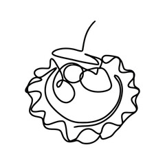 One Line Food Drawing Illustration Design Minimalist Ornaments Vector Art