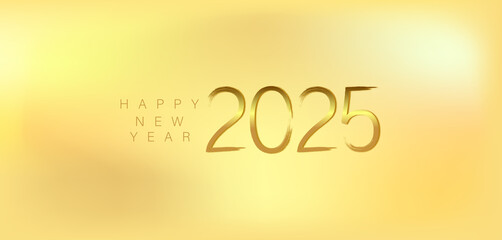 A festive gold background featuring elegant golden numbers celebrating the arrival of the New Year 2025