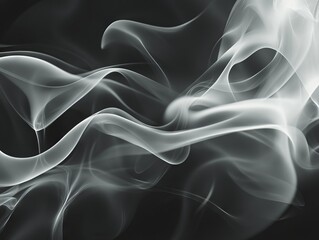 Obraz premium 2408 19.Abstract wisps of soft white smoke swirl across a dark background, creating a dreamlike and mysterious atmosphere. The flowing shapes and gentle curls of the fog form a perfect backdrop for