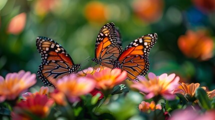 Obraz premium Beautiful butterflies in flowers, Macro Butterflies 