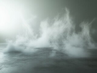 Obraz premium 2408 25.Wisps of white smoke slowly drift across the floor, forming a thick, rolling fog. The soft, cloudy texture enhances the mysterious and ethereal feel, with the mist creating a perfect backdrop