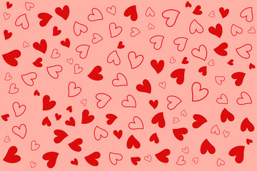 Seamless red hearts pattern for Valentine's Day romantic design with love and wedding elements