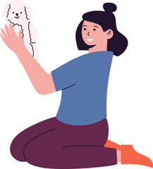 People with Pets Illustration