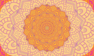 Background with a symmetrical colorful pattern, Indian pattern, oriental pattern.eps