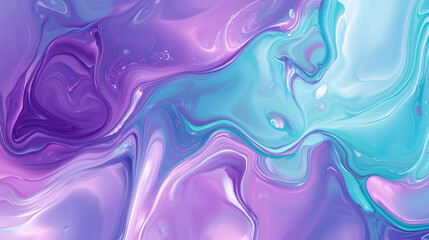 Naklejka premium Pastelowe odcienie fioletu i turkusu splatają się w wirującą ciecz. 