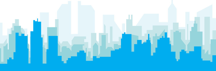 Fototapeta premium Blue panoramic city skyline poster with bluish misty transparent background buildings of DETROIT, UNITED STATES