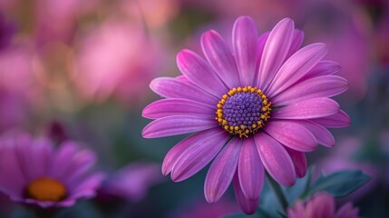 Obraz premium Beautiful pink purple flower Symphyotrichum novae angliae 