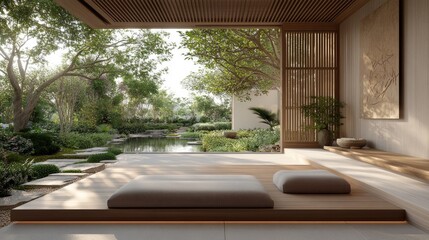 A serene meditation space with Thai modern design