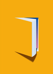 An open book is a door to the world of knowledge. Vector illustration. Sketch for creativity.