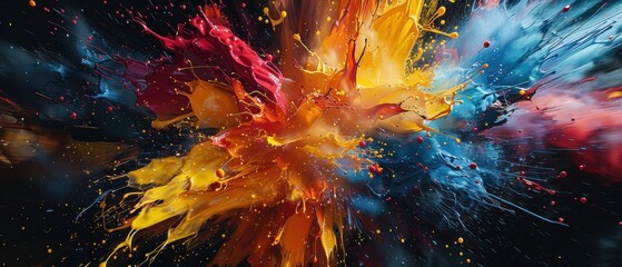 Vivid Explosion of Colorful Paint Splashes