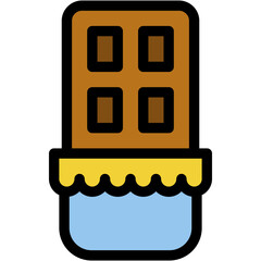 Vector Icon Chocolate, Food and Restaurant, Chocolate Bar, Dessert, Chocolate