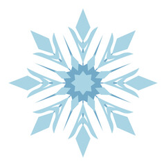 Blue snowflake isolated. Ice crystal with pattern. Vector element on white background