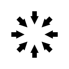 Black arrow pointing to the center. Vector icon