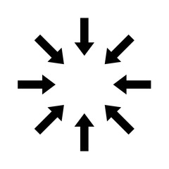 Black arrow pointing to the center. Vector icon