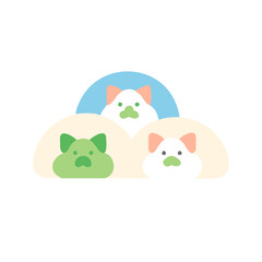 Naklejka premium Minimalist Icon of Pets in Hiding in Pastel Green, Blue, and Peach Tones