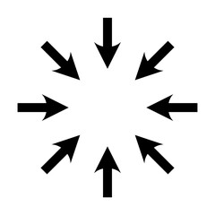 Black arrow pointing to the center. Vector icon