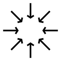 Black arrow pointing to the center. Vector icon