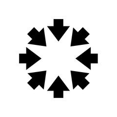 Black arrow pointing to the center. Vector icon