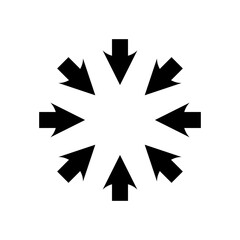 Black arrow pointing to the center. Vector icon