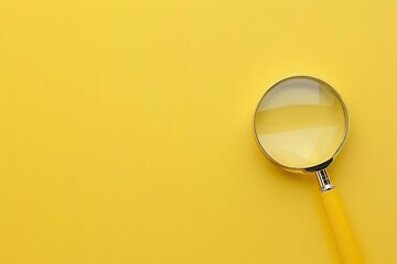 ai generative magnifying glass with pastel yellow background copy space