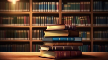 Stack of books in the library