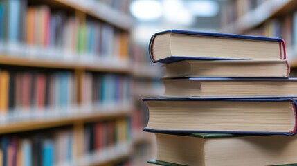 Stack of books in the library